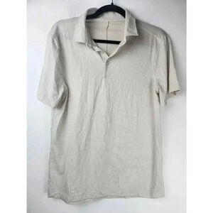 Lululemon Polo Short Sleeved Shirt Tan Gray Size Small.